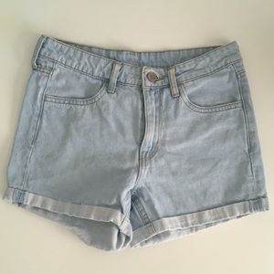 Light wash denim shorts